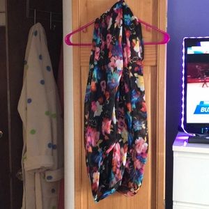 Black floral infinity scarf
